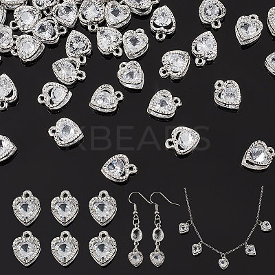 100pcs Clear Cubic Zirconia Alloy Charms ZIRC-PH0001-10-1