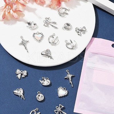 18Pcs 8 Styles Alloy Glass & Resin Pendants DIY-FS0005-35-1
