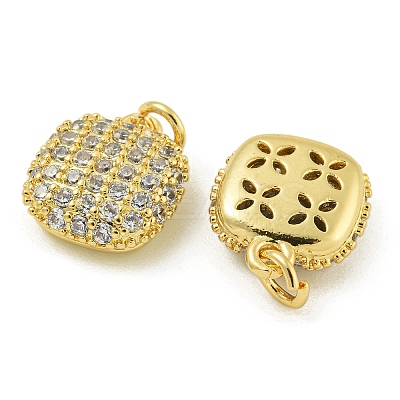 Rack Plating Brass Micro Pave Clear Cubic Zirconia Charms KK-Z067-23G-02-1