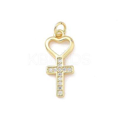Brass Micro Pave Clear Cubic Zirconia Pendants KK-B141-20G-1
