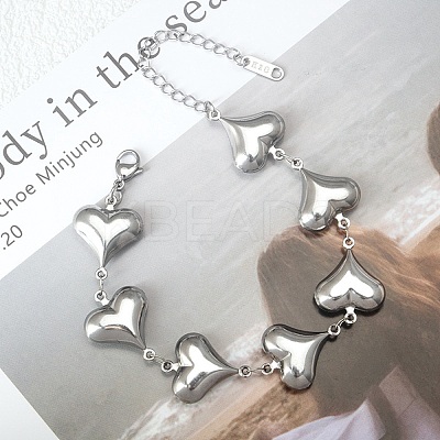 304 Stainless Steel Link Bracelets for Women LS-BJEW-Q041-01D-P-1