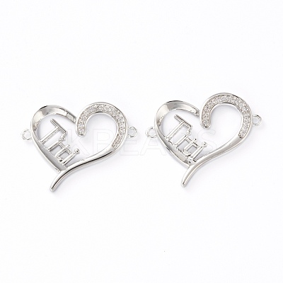 Brass Micro Pave Clear Cubic Zirconia Links ZIRC-J039-09P-1
