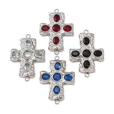 304 Stainless Steel Pave Cubic Zirconia Connector Charms STAS-P421-03P-1