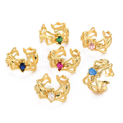 Lizard Real 16K Gold Plated Cuff Rings for Women RJEW-Q165-018-NR-1