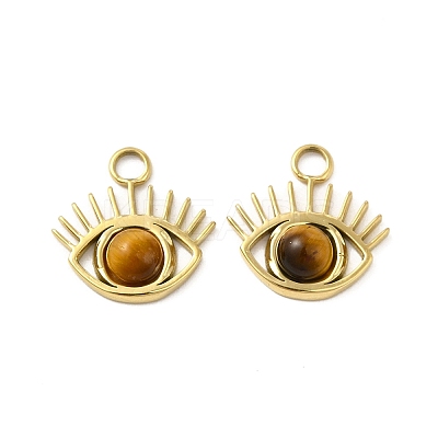 Natural Tiger Eye Stone Eye Charms STAS-J401-VC554-1