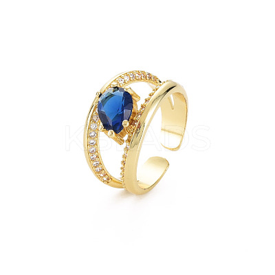 Brass Micro Pave Cubic Zirconia Cuff Rings RJEW-S045-153-1
