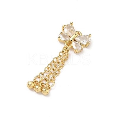 Brass Micro Pave Clear Cubic Zirconia Pendants KK-D228-02G-01-1