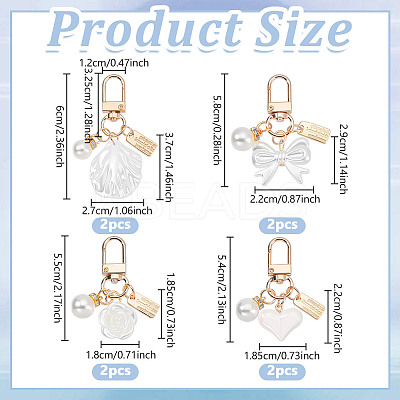 8Pcs 4 Styles ABS Imitation Pendant Decorations HJEW-NB0002-15-1