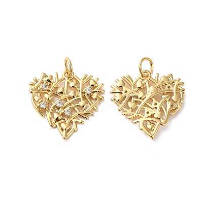 Rack Plating Brass Pave Cubic Zirconia Pendants KK-O142-37G-1