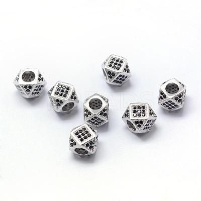 Rack Plating Brass Cubic Zirconia Beads ZIRC-S029-01P-1