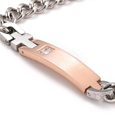 Crystal Rhinestone Rectangle & Cross Link Bracelet LS-STAS-E160-30RGP-01-1