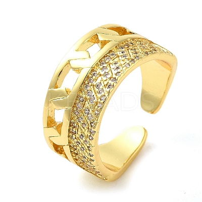 Brass Micro Pave Cubic Zirconia Cuff Rings RJEW-P102-15G-1