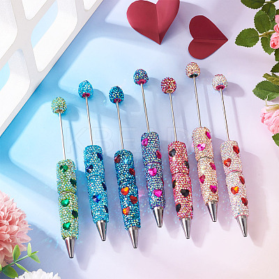 2Pcs Polymer Clay Rhinestones Ball-Point Pen OFST-TA0001-03E-1