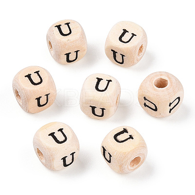 Printed Natural Schima Wood Beads WOOD-TAC0005-29B-01U-1