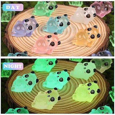 32Pcs 8 Styles Luminous Resin Panda Ornaments DJEW-SZ0001-18-1