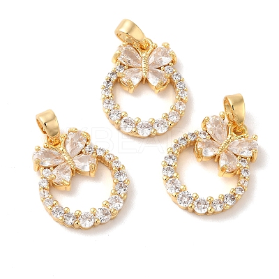 Brass Cubic Zirconia Pendants KK-M243-41G-1