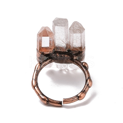 Triple Natural Quartz Crystal Irregular Bullet Open Cuff Ring G-I330-16R-1