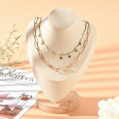 Microfiber Wooden Necklace Displays NDIS-O008-03A-M-1