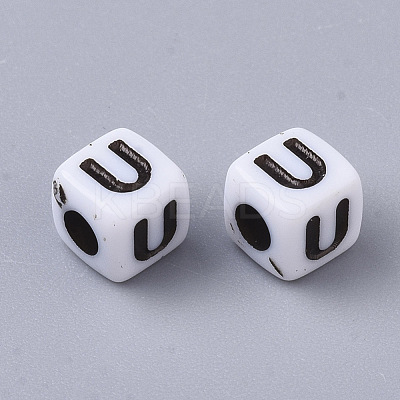 White Opaque Acrylic Beads MACR-R869-02U-1