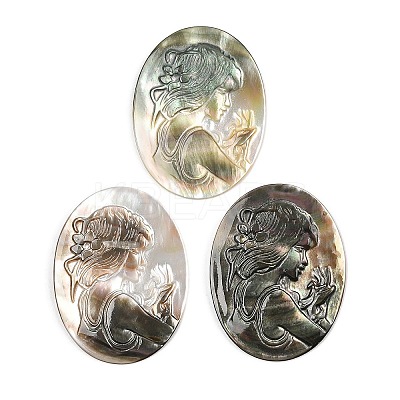 Natural Black Lip Shell Cabochons SSHEL-I026-04B-04-1