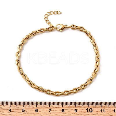 304 Stainless Steel Coffee Bean Chain Bracelets for Women BJEW-B140-01A-G-1