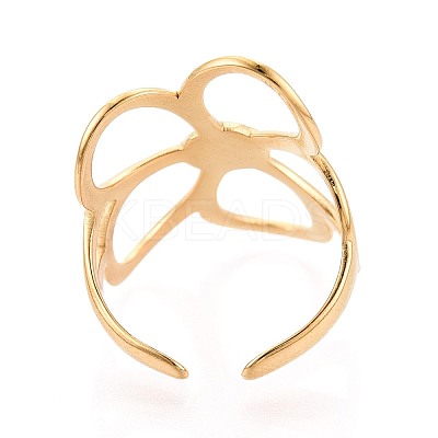 Adjustable Ion Plating(IP) 304 Stainless Steel Cuff Rings for Women RJEW-N052-22G-1