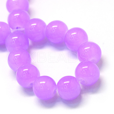 Baking Paint Imitation Jade Glass Round Bead Strands X-DGLA-Q021-6mm-44-1