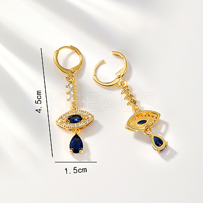 Elegant Brass Pave Cubic Zirconia Eye Leverback Earrings YO2993-1