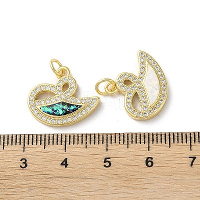 Brass Micro Pave Clear Cubic Zirconia Pendants KK-C045-42G-1