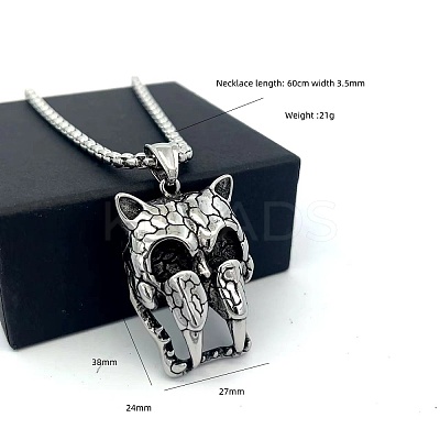 Vintage Punk Animal 304 Stainless Steel Pendant Necklaces KT0388-1