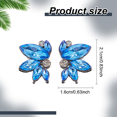 6 Pairs 6 Colors Sparkling Rhinestone Stud Earrings with Alloy Pins EJEW-AN0004-32-1