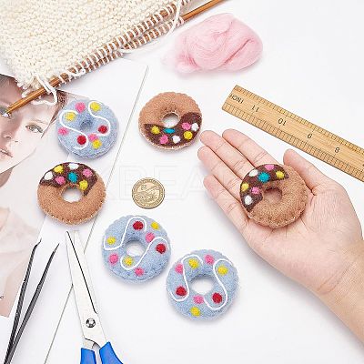 8Pcs 2 Colors Felt Needle Felting Doughnut Ornaments AJEW-BC0001-97-1