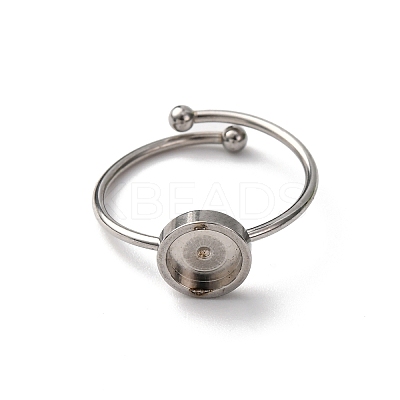 Adjustable 304 Stainless Steel Cuff Ring Components STAS-D372-08P-02-1