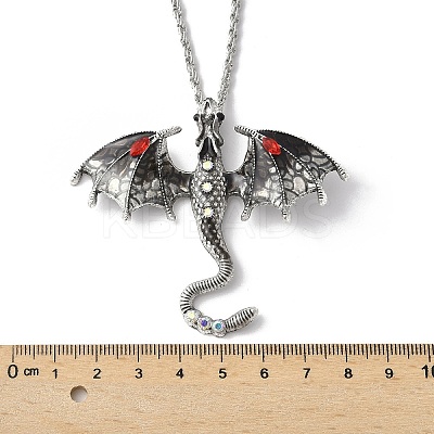 Alloy Enamel Dragon Pendant Necklaces LS-NJEW-V005-01AS-02-1
