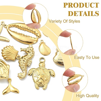 10Pcs 10 Styles 304 Stainless Steel Pendants STAS-YW0003-11-1
