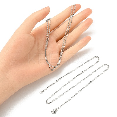 10Pcs 304 Stainless Steel Cable Chain Necklaces Set for Men Women STAS-YW0002-01P-1