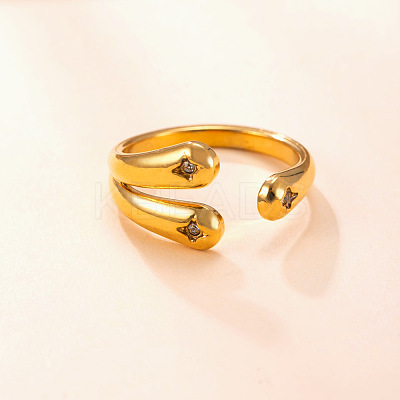 Irregular 304 Stainless Steel Cuff Open Rings for Women WG10E64-01-1