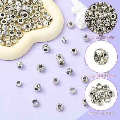 100Pcs 10 Styles Tibetan Style Alloy European Beads TIBE-CJ0001-32-1