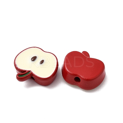 Apple Spray Painted Alloy Beads FIND-C075-02B-1