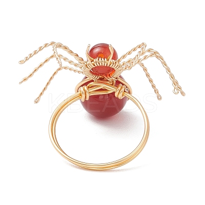 Natural Carnelian Beaded Finger Rings RJEW-TA00210-01-1