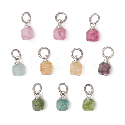 Natural Multicolor Tourmaline Faceted Cube Charms PALLOY-JF05111-02-1