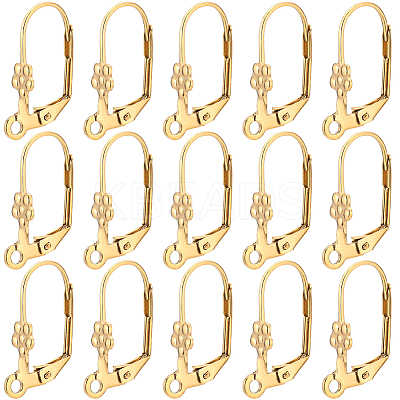 50Pcs Ion Plating(IP) 304 Stainless Steel Flower Leverback Earring Findings STAS-BBC0002-56-1