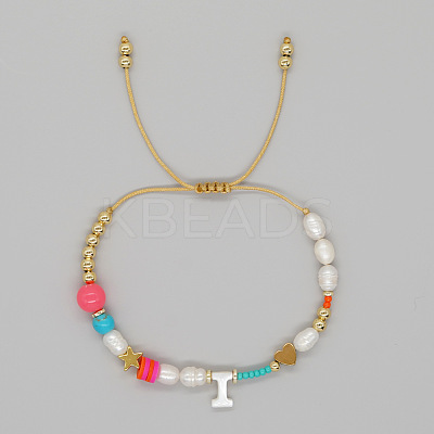 Bohemian Style Shell Letter Bead Braided Bead Bracelets for Women WG07C1E-09-1