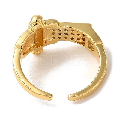 Brass Micro Pave Cubic Zirconia Cuff Rings for Women RJEW-G325-09GP-1