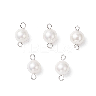 Shell Pearl Round Connector Charms PALLOY-JF04477-02-1