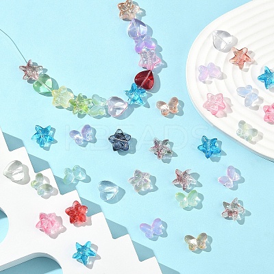 120G 4 Styles Gradient Color Baking Paint Transparent Glass Beads DGLA-YW0001-40-1