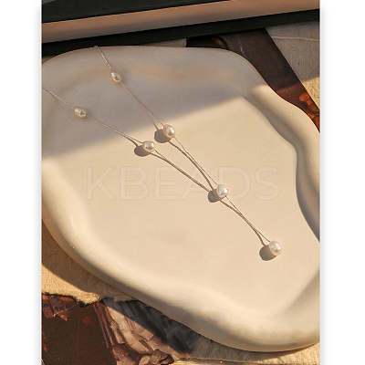 925 Sterling Silver with Natural Freshwater Pearl Potato Link Chain Y Necklaces for Women FS-WG86156-01-1