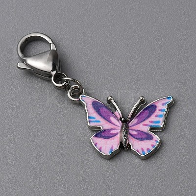 Butterfly Alloy Enamel Pendant Decoration HJEW-WH0042-73D-1