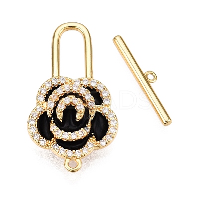 Brass Micro Pave Clear Cubic Zirconia Toggle Clasps KK-N254-143G-B-1