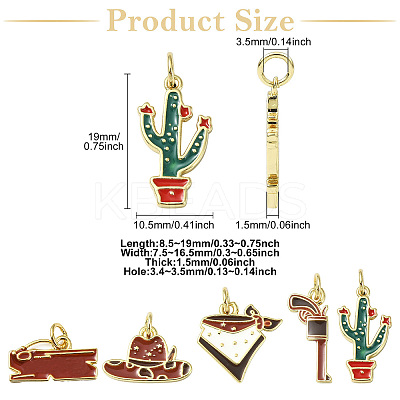 10Pcs 5 Styles West Cowboy Brass Enamel Pendants KK-CJ0004-42-1